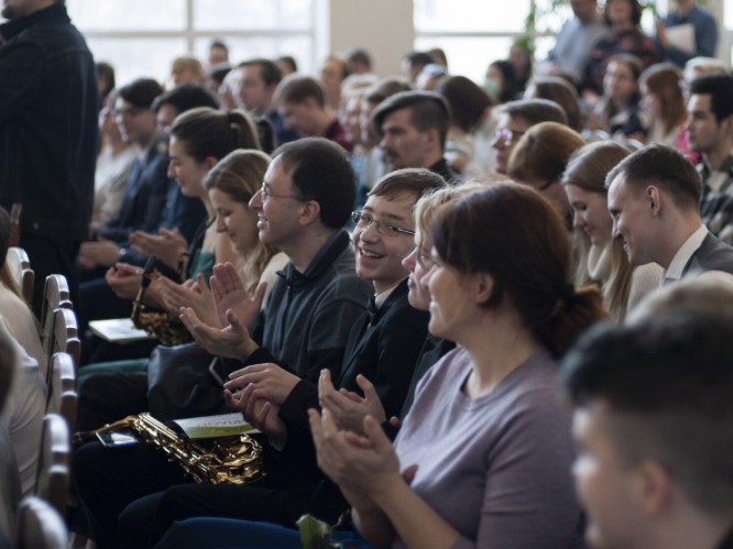 Competition audience applauding